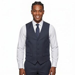 Steve Harvey Celebrity Edition Mens Houndstooth Vest Waistcoat Grey 44R Large